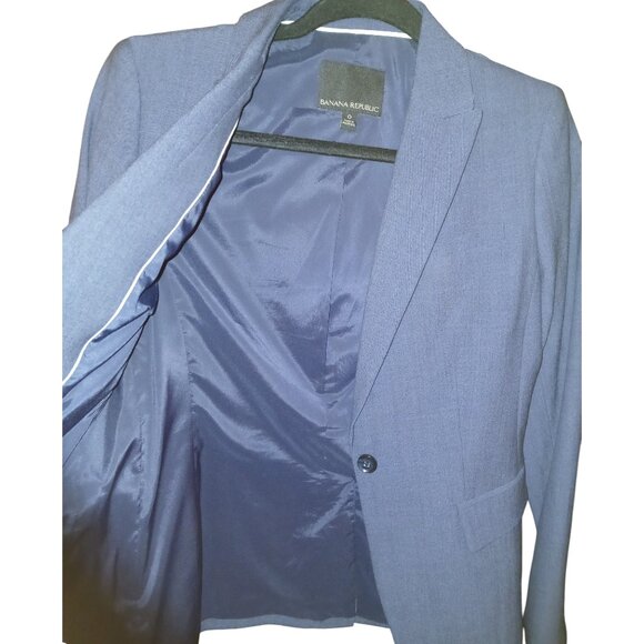 BANANA REPUBLIC SUIT Blue Wool Blend Size 0 Regular NWOT - Picture 5 of 13